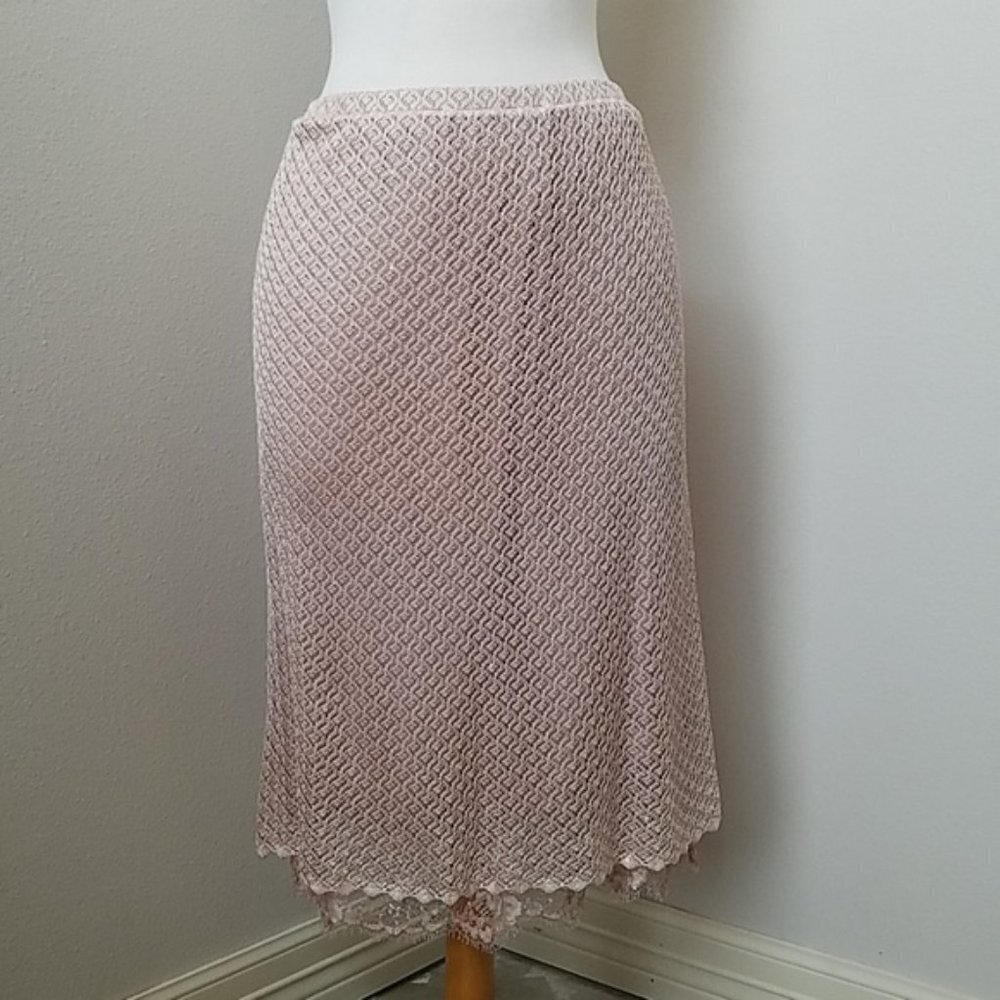 NWT St. John Evening Knit Seashell Light Pink Midi Skirt